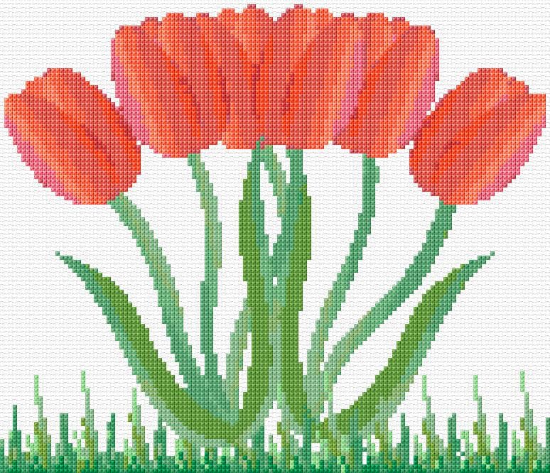 Tulips free cross-stitch pattern