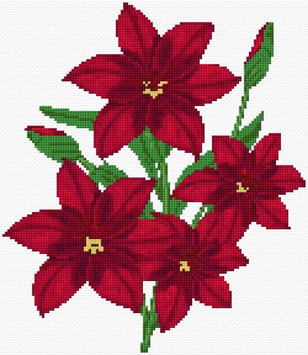 Red Flowers free cross-stitch pattern