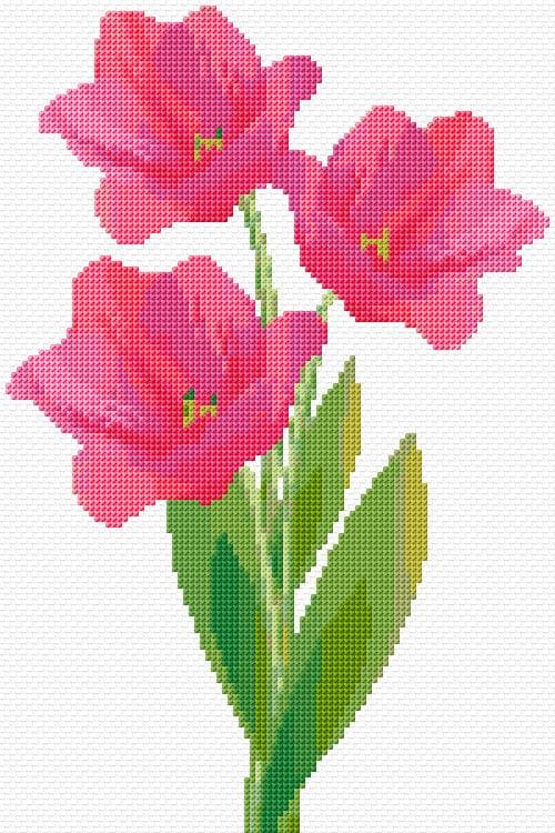 Tulips free cross-stitch pattern