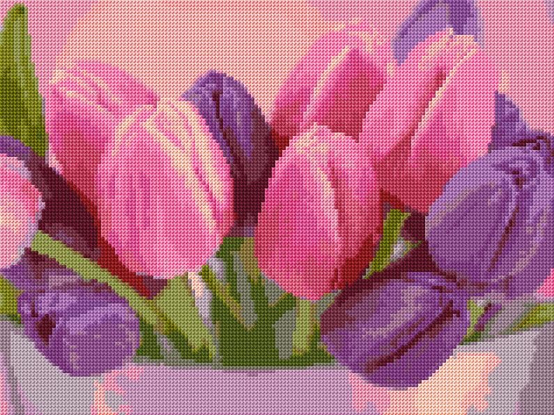 Tulips free cross-stitch pattern