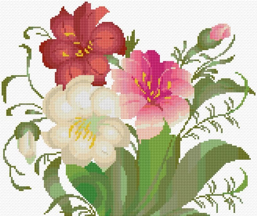 Flowers free cross-stitch pattern