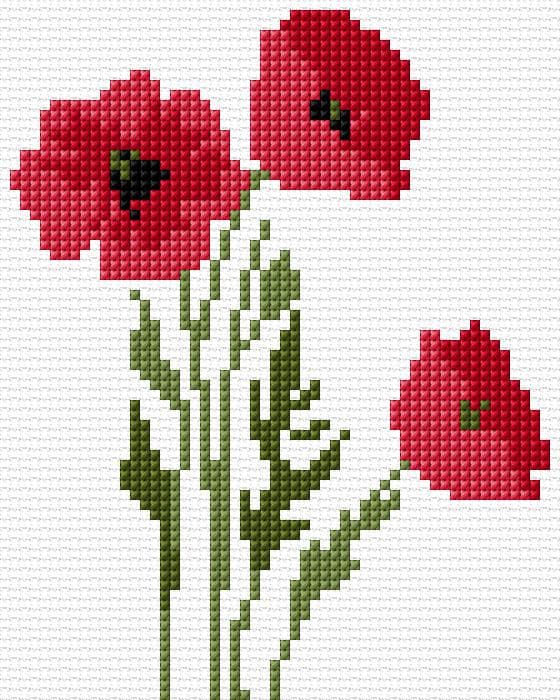 Poppies free cross-stitch pattern