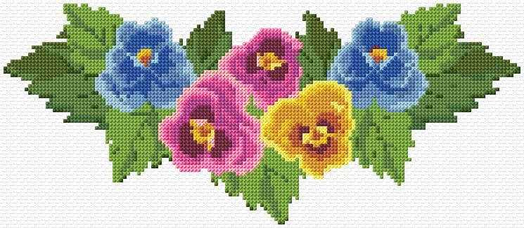 Pansies free cross-stitch pattern