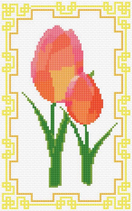 Tulips free cross-stitch pattern