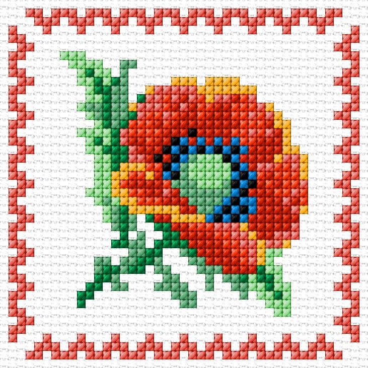 Poppy free cross-stitch pattern