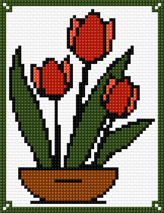 Tulips free cross-stitch pattern