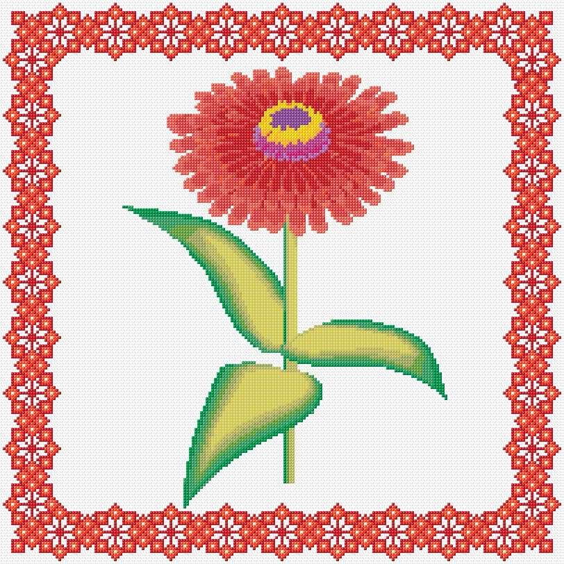 Gerbera free cross-stitch pattern