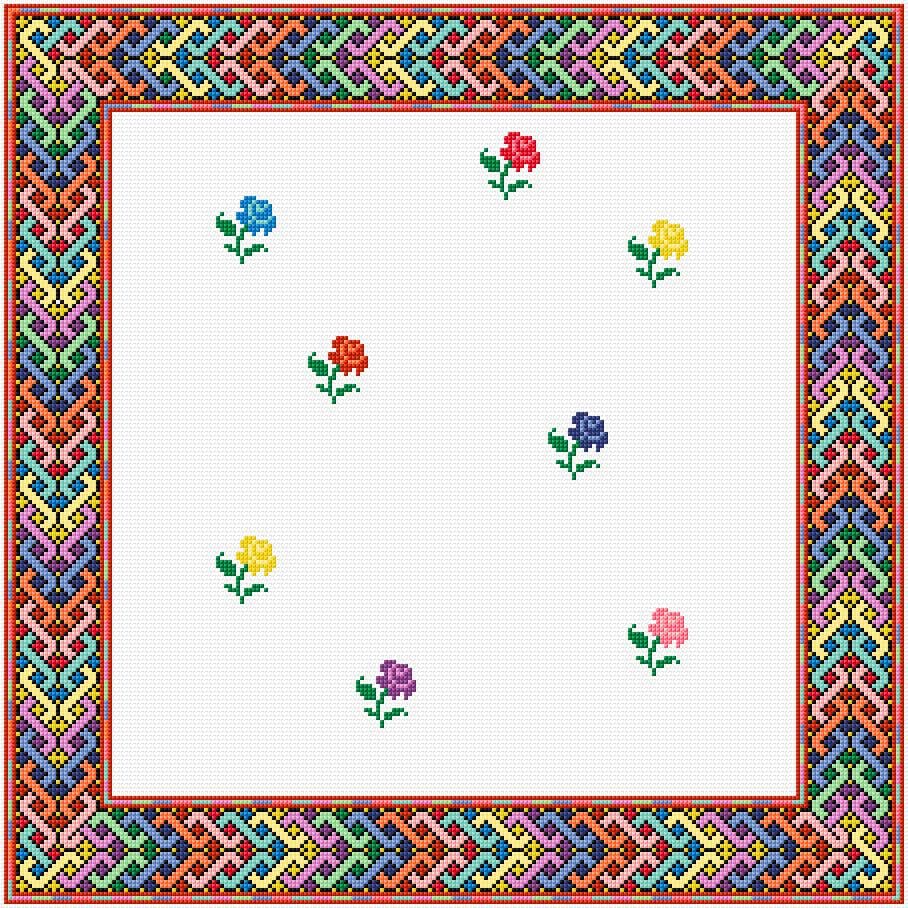 Roses free cross-stitch pattern