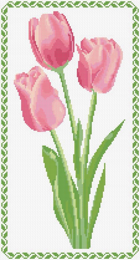Tulips free cross-stitch pattern