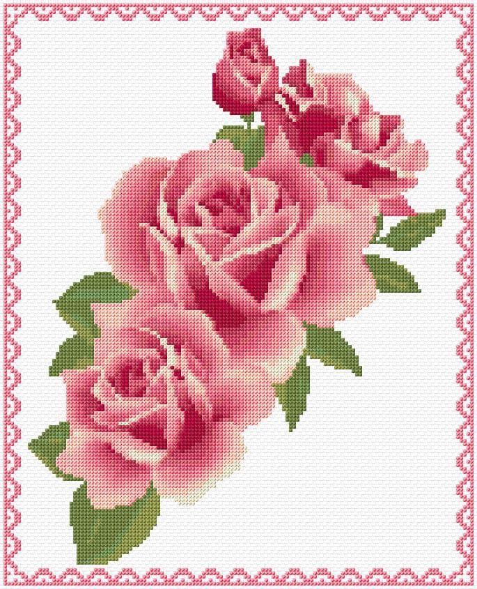 Roses free cross-stitch pattern