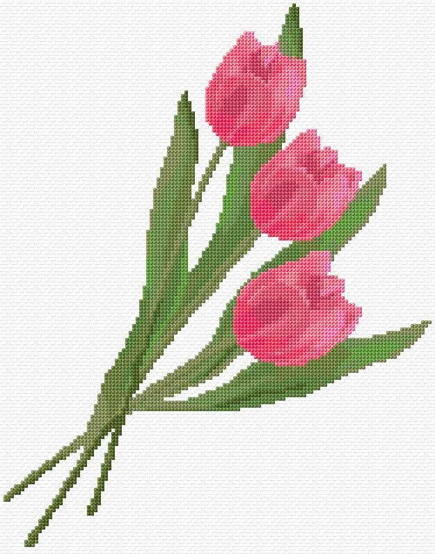 Tulips free cross-stitch pattern