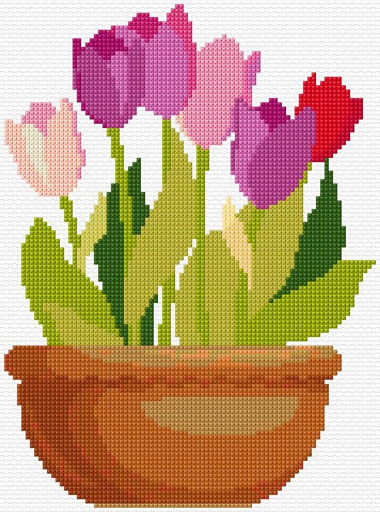 Flowers free cross-stitch pattern