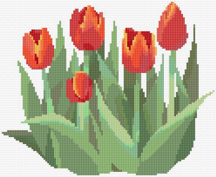 Tulips free cross-stitch pattern