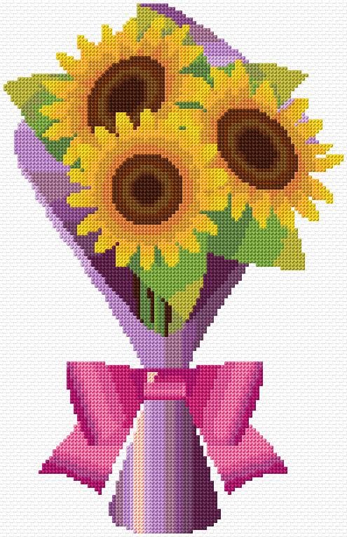 Sunflowers free cross-stitch pattern