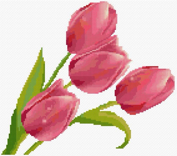 Tulips free cross-stitch pattern