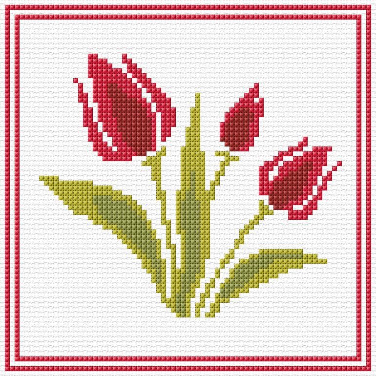 Tulips free cross-stitch pattern