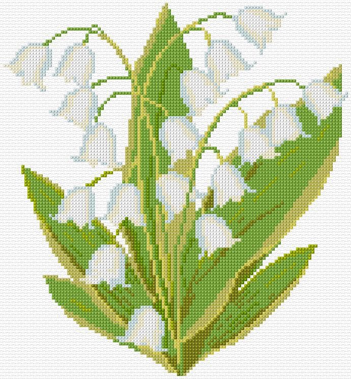 Lilies of the Valley free cross-stitch pattern