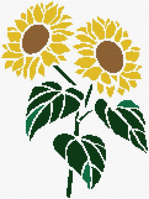 Sunflowers free cross-stitch pattern