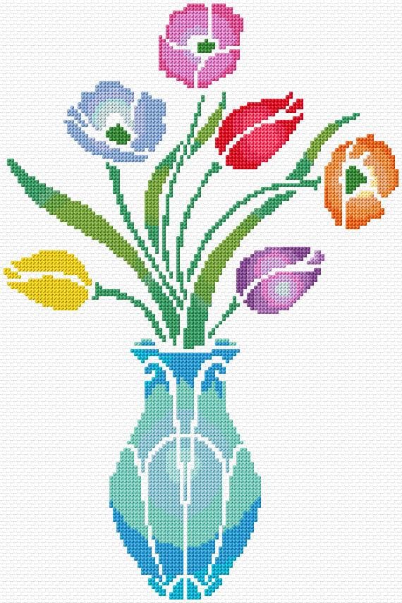 Flowers free cross-stitch pattern