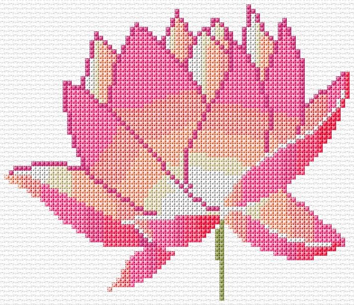 Lotus free cross-stitch pattern
