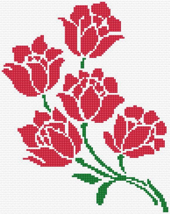 Flowers free cross-stitch pattern