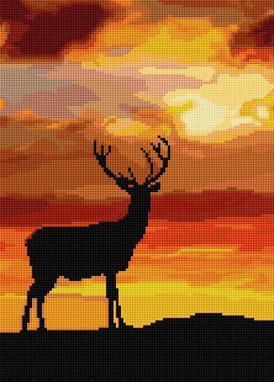 Deer free cross-stitch pattern