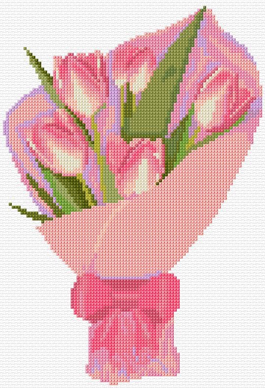 Tulips free cross-stitch pattern