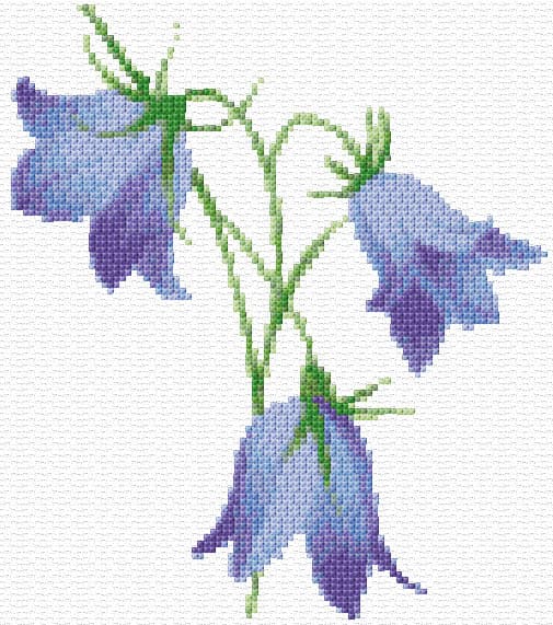 Blue Bell Flowers free cross-stitch pattern