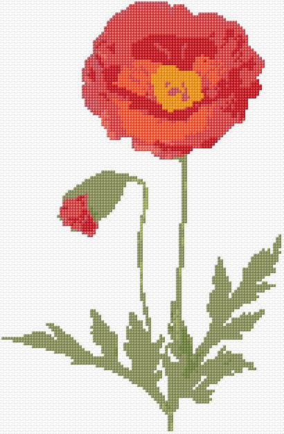 Poppy free cross-stitch pattern