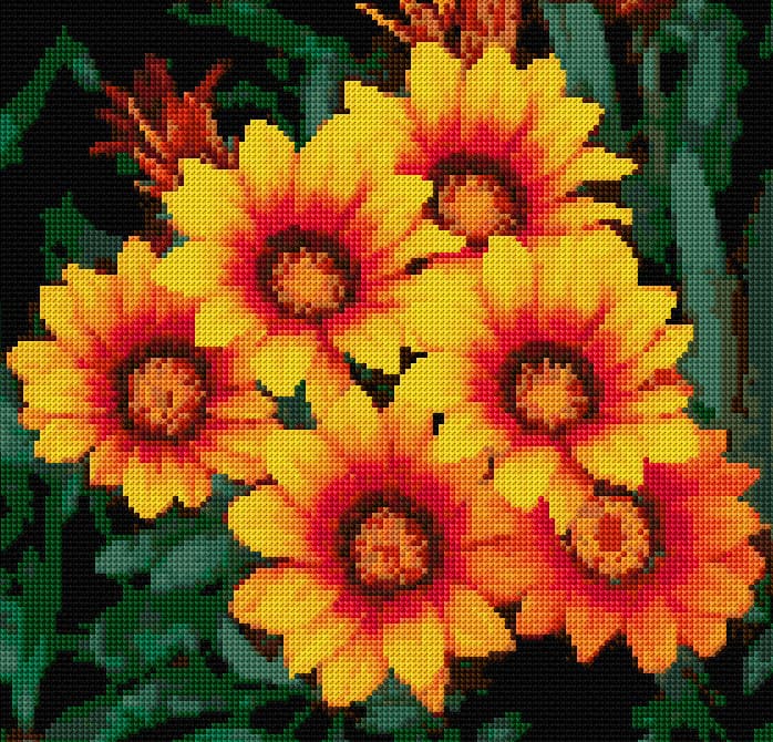 Gloriosa Daisies free cross-stitch pattern