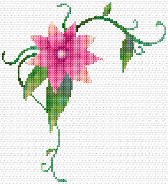Pink Flower Corner free cross-stitch pattern