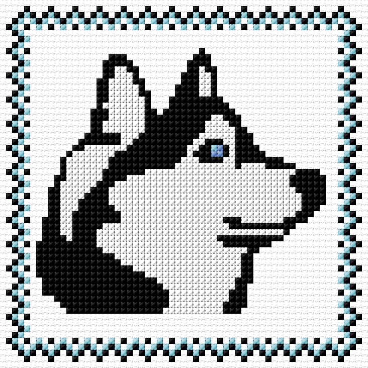 Husky free cross-stitch pattern