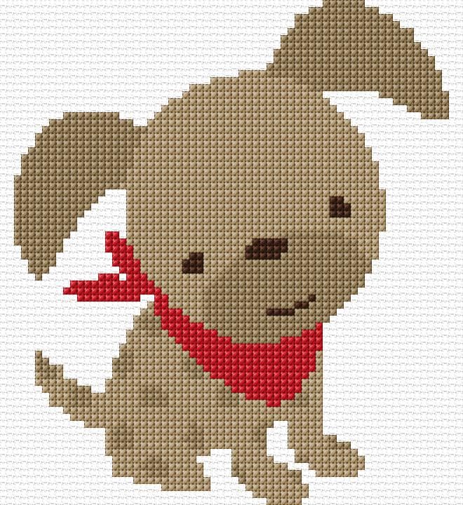 Puppy free cross-stitch pattern