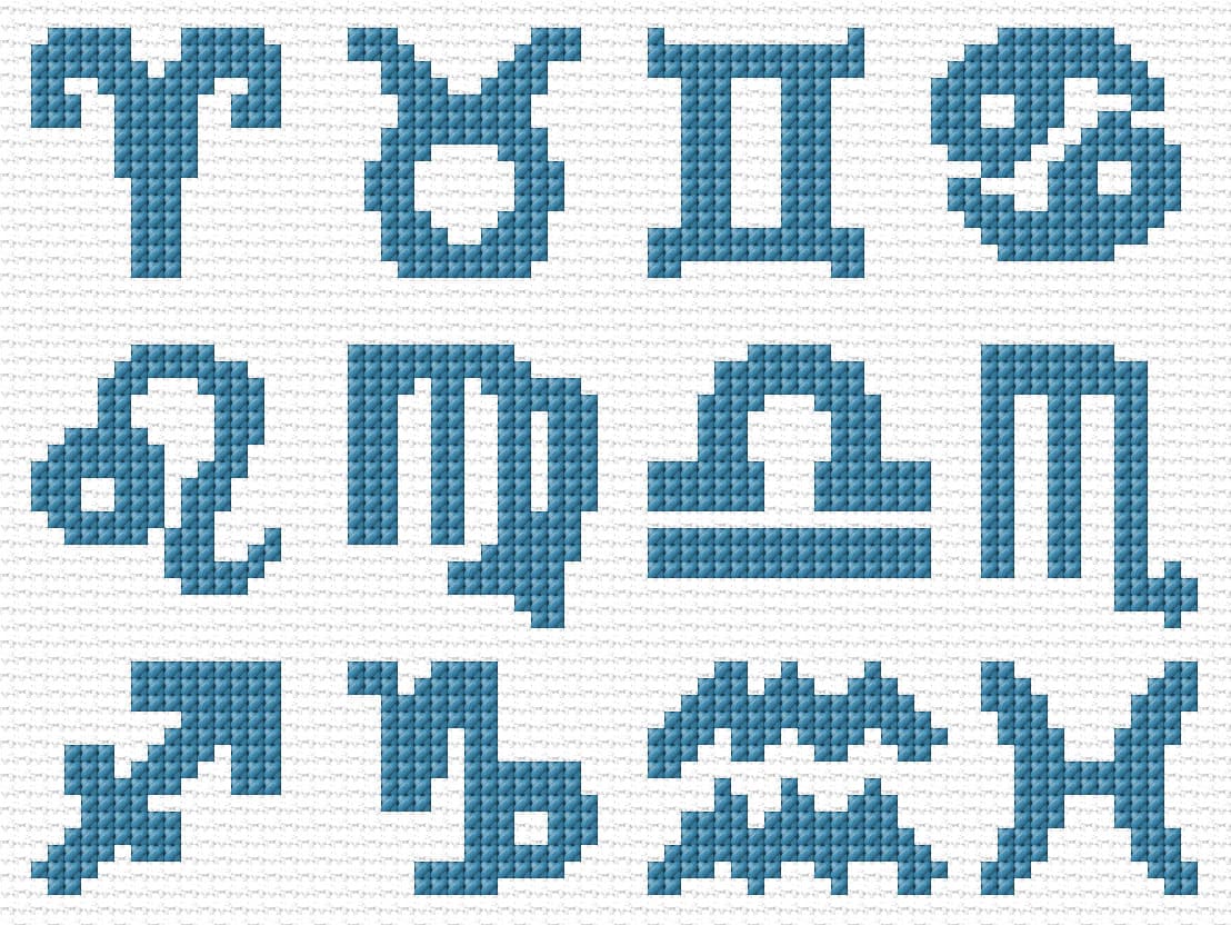 Zodiac Signs free cross-stitch pattern