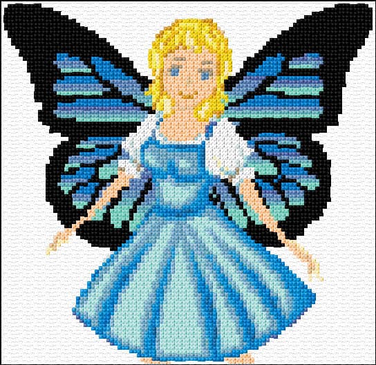 Blue Fairy free cross-stitch pattern