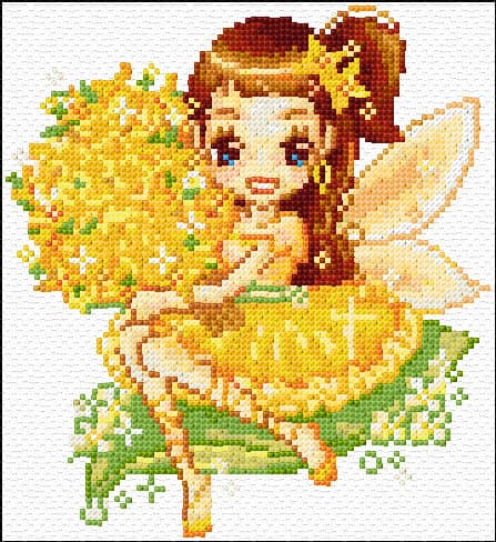 Yellow Fairy free cross-stitch pattern