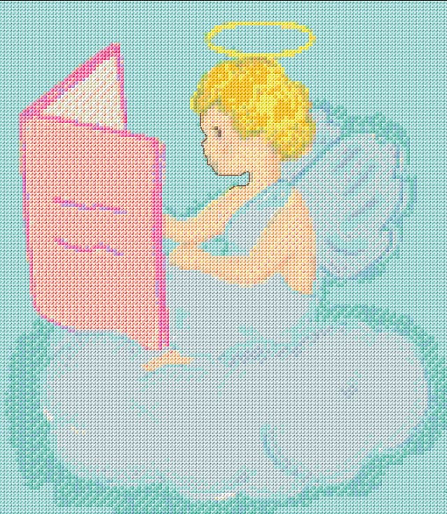 Reading Angel free cross-stitch pattern