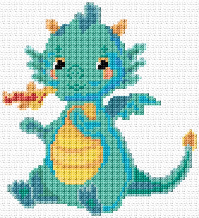 Baby Dragon free cross-stitch pattern
