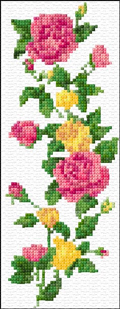 Roses Bookmark free cross-stitch pattern