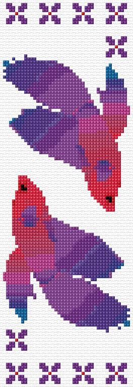 Purple Betta Fish free cross-stitch pattern