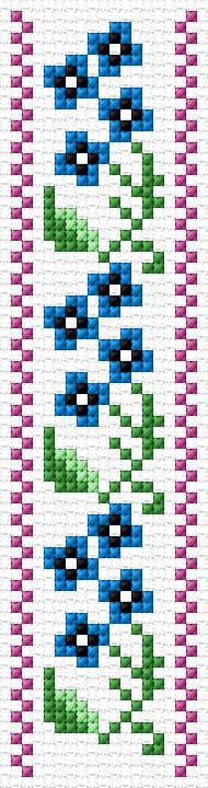 Blue Flowers free cross-stitch pattern