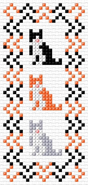 Cats Bookmark free cross-stitch pattern