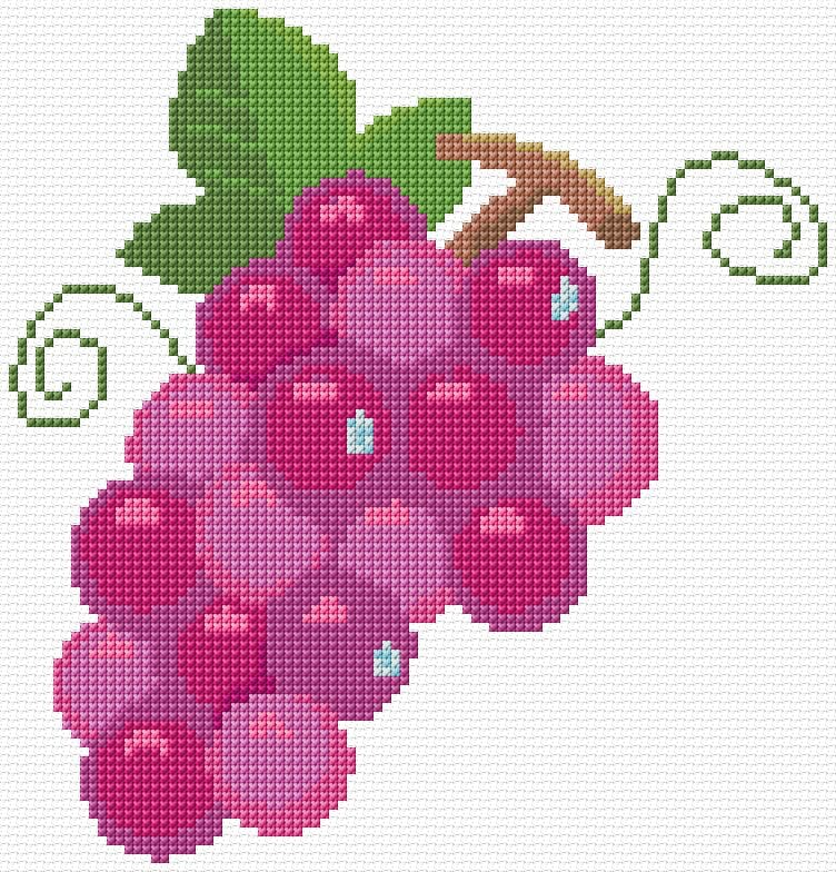 Grapes free cross-stitch pattern
