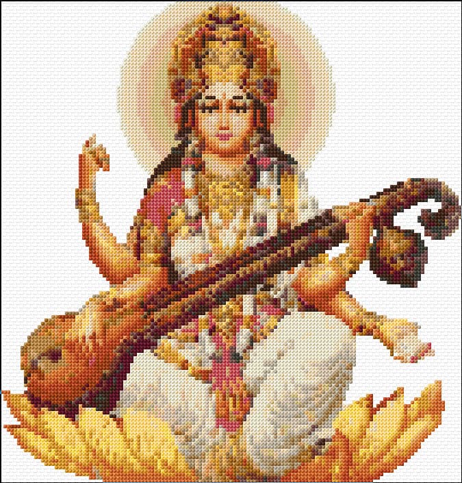 Saraswathi free cross-stitch pattern