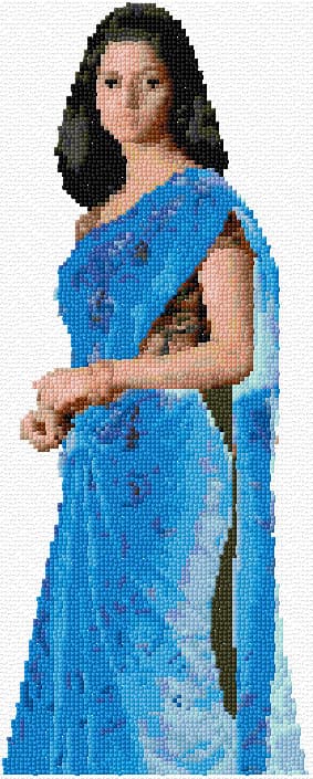 Woman in Blue Saree free cross-stitch pattern