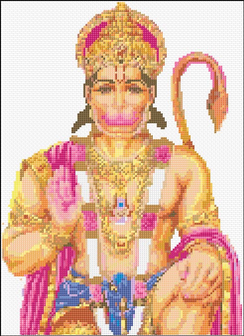 Hanuman free cross-stitch pattern