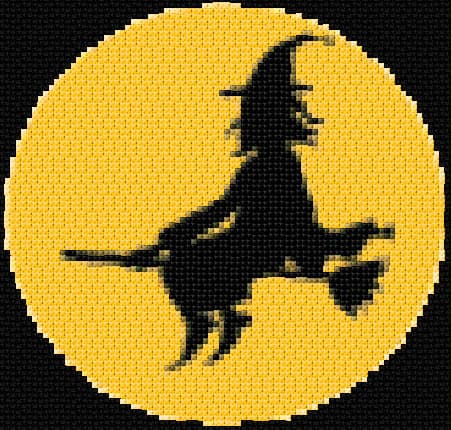 Halloween Witch free cross-stitch pattern