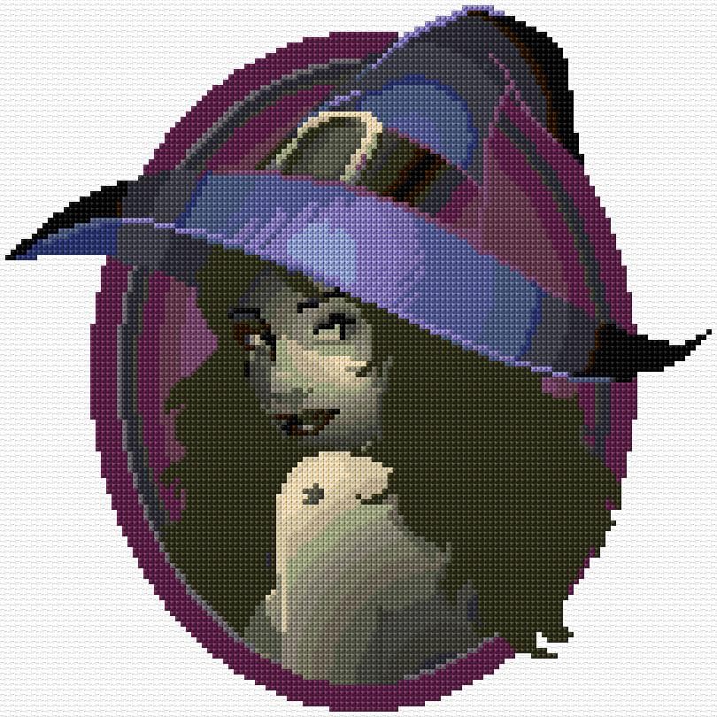 Witch free cross-stitch pattern