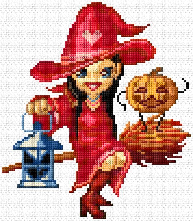 Witch free cross-stitch pattern