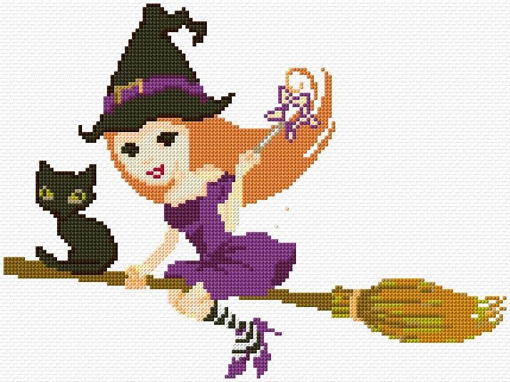 Witch free cross-stitch pattern